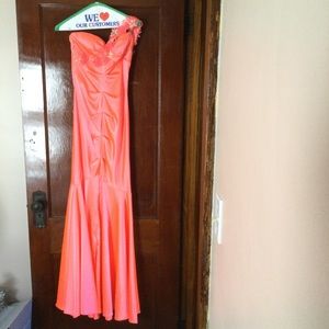 Xscape Bright Pink/Orange Mermaid Prom Dress